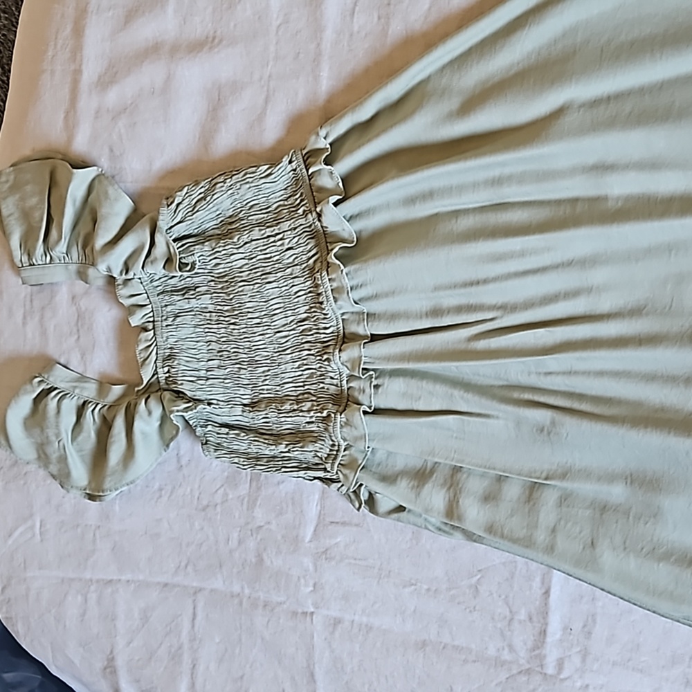 Anthropologie Moon River Layered Midi Sundress Smocked Short Sleeves Size Small - Picture 11 of 17